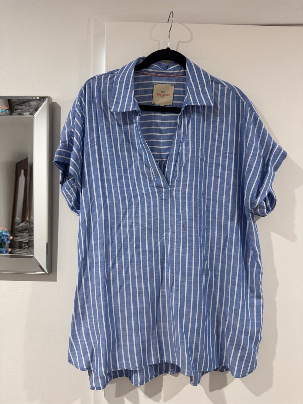 BNWOT Casa Cabana Blue & White Stripe Pullover Swim Coverup XL